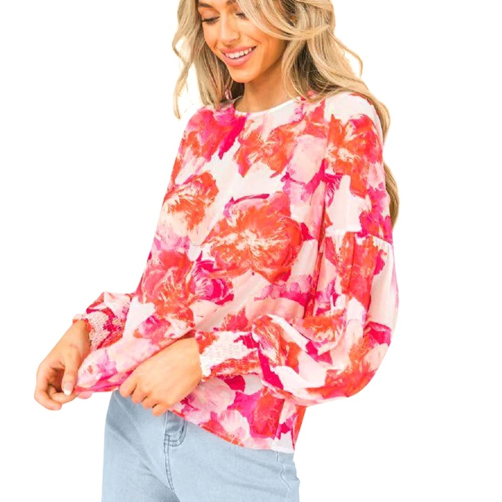 Flying Tomato • Floral Smocked Top - Picture 3 of 14